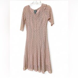 Rabbit Rabbit Rabbit Blush Crochet Midi Dress with 3/4 sleeves